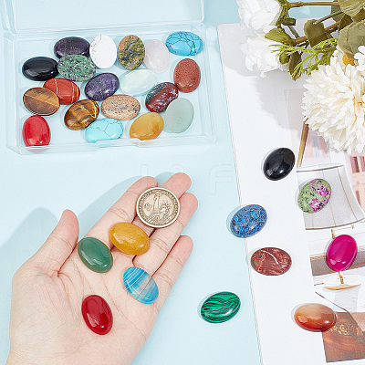 30Pcs 30 Styles Natural & Synthetic Mixed Gemstone Cabochons G-GO0001-24-1