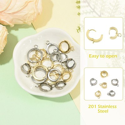 16Pcs 201 Stainless Steel Huggie Hoop Earrings Findings STAS-FS0002-26D-1
