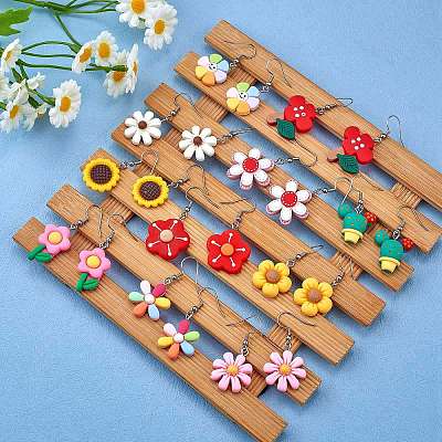 DIY 3D Flower Dangle Earring Making Kit DIY-SZ0008-56-1