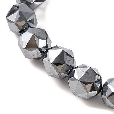Faceted Star Cut Round Terahertz Stone Beaded Stretch Bracelets for Women Men BJEW-H590-04C-04-1