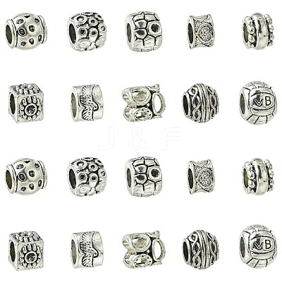 100Pcs 10 Styles Tibetan Style Alloy European Beads FIND-CJ0003-72-1