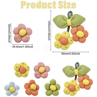 6Pcs 6 Styles Flower Cotton Brooches JEWB-CJ0001-72-1