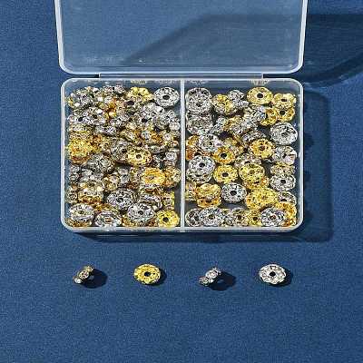 120Pcs 2 Colors Brass Crystal Rhinestone Spacer Beads RB-FS0001-06-1
