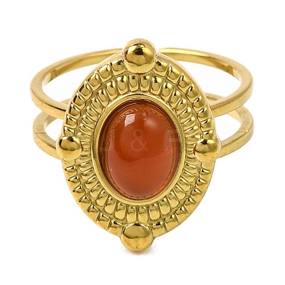 Oval Natural Carnelian Finger Rings RJEW-Q822-51G-02-1