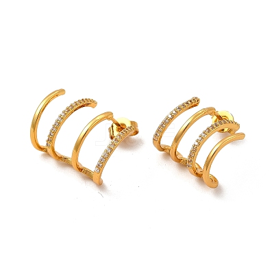 Rack Plating Brass Micro Pave Cubic Zirconia Stud Earrings EJEW-P221-45G-1