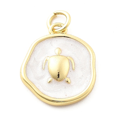 Ocean Theme Brass Enamel Pendants KK-Q029-01A-G-1