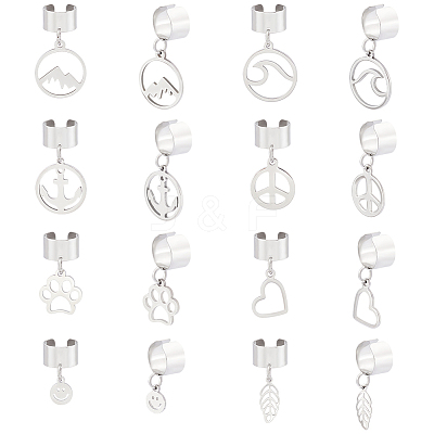 8 Pairs 8 Styles 304 Stainless Steel Cuff Earings EJEW-UN00005-1