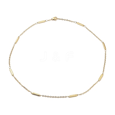 Ion Plating(IP) 304 Stainless Steel Rectangle Link Chain Necklace NJEW-K249-04G-1