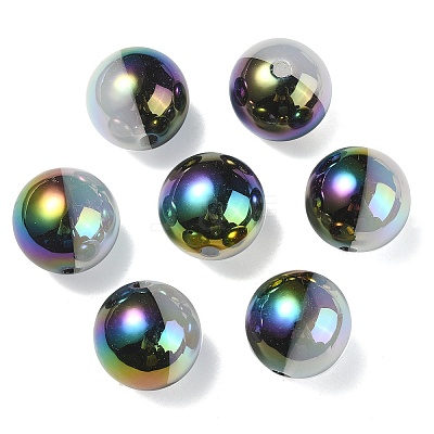 UV Plating Rainbow Iridescent Opaque Acrylic Beads X-OACR-C007-01G-1