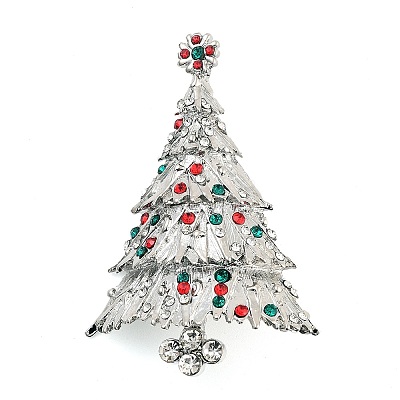 Christmas Theme Alloy Colorful Rhinestone Brooches JEWB-S022-02D-P-1