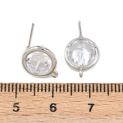 Brass Micro Pave Clear Cubic Zirconia Stud Earring Findings LS-KK-Z133-01P-02-1