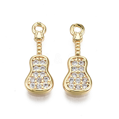 Brass Micro Pave Clear Cubic Zirconia Pendants X-KK-T056-56G-NF-1