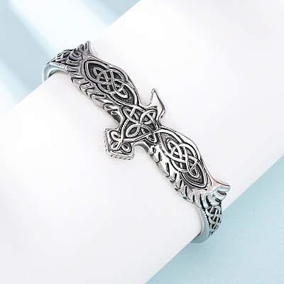 Viking 316 Surgical Stainless Steel Cuff Bangles BJEW-C142-15AS-1
