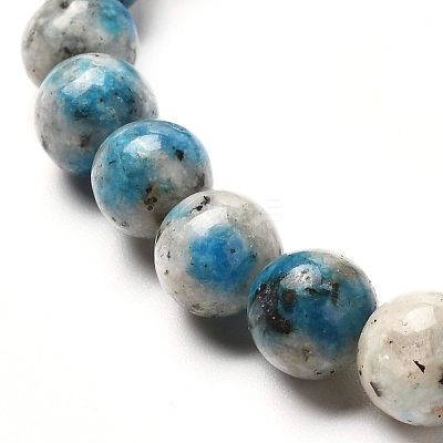 Natural K2 Stone/Raindrop Azurite Round Beads Stretch Bracelet for Men Women BJEW-JB06812-1