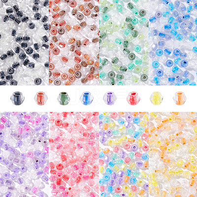 8 Bags 8 Colors Rhombus Transparent Glass Beads GLAA-PH0004-16-1