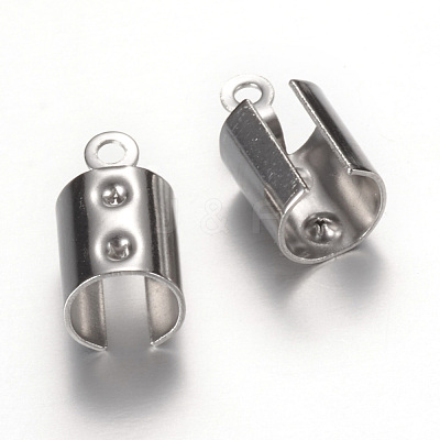 Tarnish Resistant 304 Stainless Steel Folding Crimp Ends X-STAS-T004-07-1