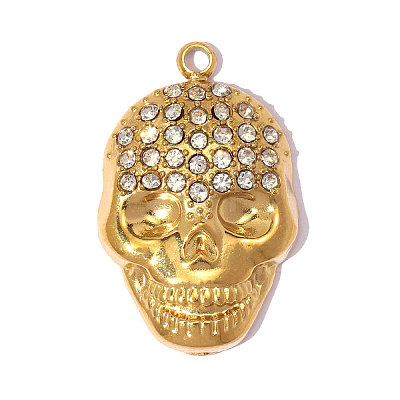 304 Stainless Steel with Crystal Rhinestone Pendants RB-OY001-10G-1