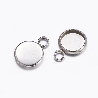 Non-Tarnish 304 Stainless Steel Pendant Cabochon Settings X-STAS-K146-054-8mm-1