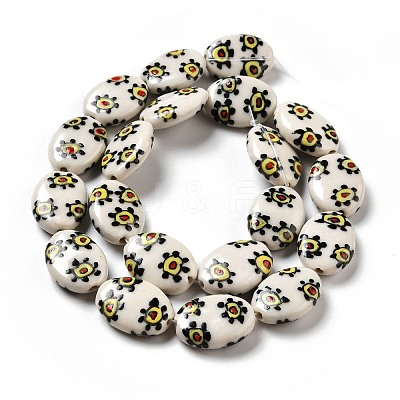 Handmade Printed Porcelain Beads PORC-F005-01D-1