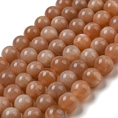 Round Natural Sunstone Beads Strands G-F222-33-8mm-1-1