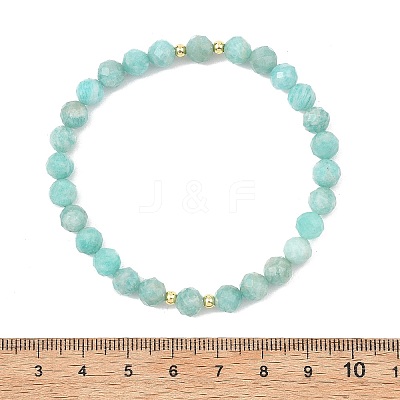 Natural Amazonite & Brass Beads Stretch Bracelets for Women Men BJEW-JB13795-1