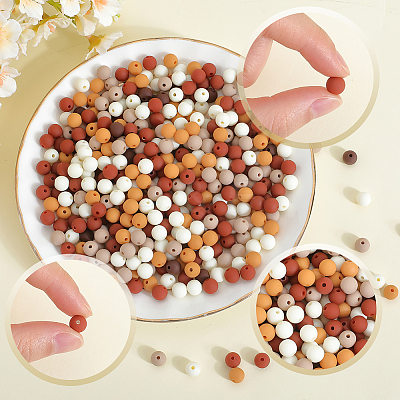 500Pcs Rubberized Style Imitated Silicone Acrylic Beads MACR-SP0001-07D-1