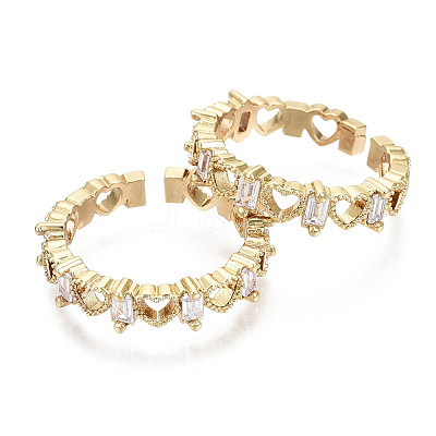 Brass Micro Pave Clear Cubic Zirconia Cuff Rings RJEW-S044-133-NF-1