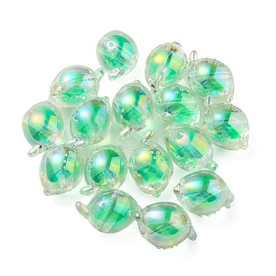 UV Plating Rainbow Iridescent Acrylic Beads OACR-F004-07I-1