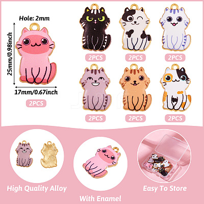 14Pcs 7 Styles Rack Plating Alloy Enamel Pendants FIND-TA0005-24-1