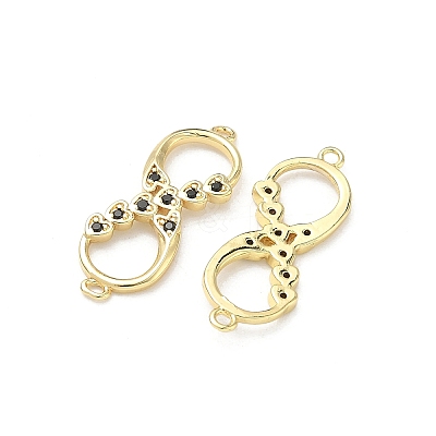 Brass Micro Pave Cubic Zirconia Heart Infinity Connector Charms KK-P350-12G-02-1