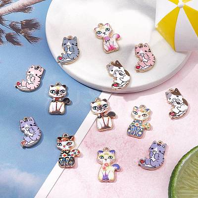 39Pcs 13 Style Rack Plating Alloy Pendants FIND-SZ0003-43-1