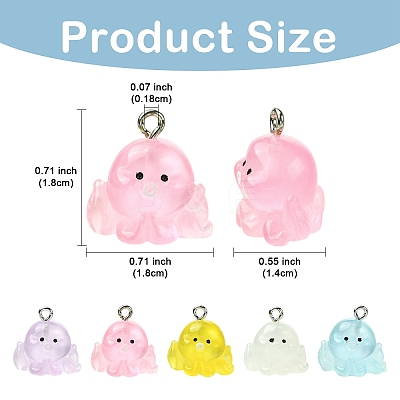 10Pcs 5 Colors Resin Pendants RESI-YW0004-82-1