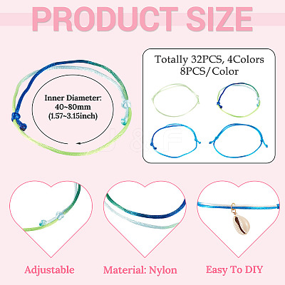 32Pcs 4 Colors Nylon Thread Bracelets Making BJEW-TAC0068-1