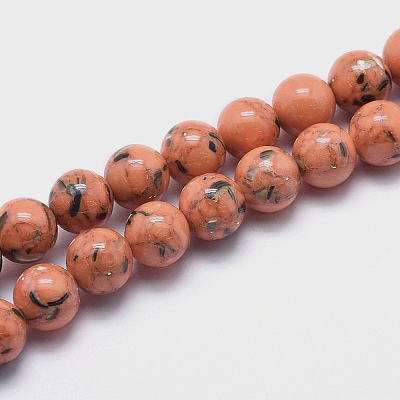 Sea Shell and Synthetic Turquoise Assembled Beads Strands G-G758-12-8mm-1
