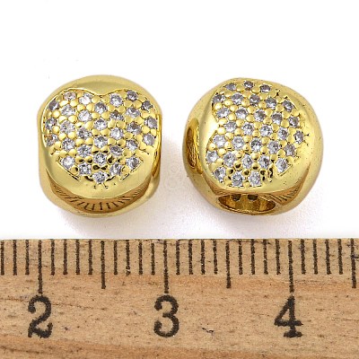 Brass Micro Pave Cubic Zirconia European Beads KK-I718-43G-1