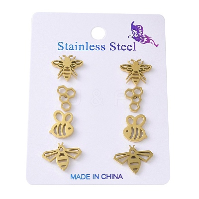 304 Stainless Steel Earring Sets EJEW-S248-06G-1