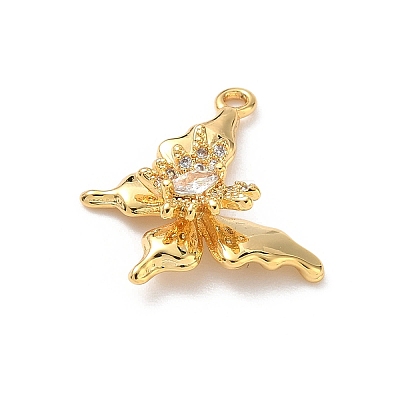 Brass Micro Pave Clear Cubic Zirconia Pendants KK-D504-22C-G-1