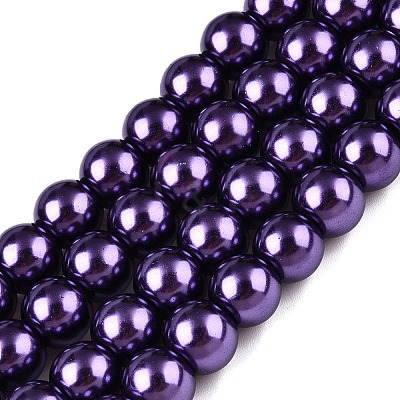 Baking Paint Pearlized Glass Pearl Round Bead Strands HY-Q330-8mm-20-1