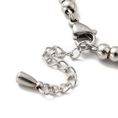 Tarnish Resistant 304 Stainless Steel Crown Charm Bracelet with 201 Stainless Steel Round Beads for Women BJEW-B057-23P-1
