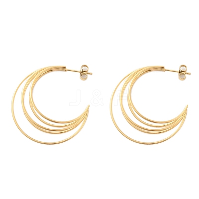 Multilayer C-Shaped 304 Stainless Steel Stud Earrings EJEW-Z098-28G-1