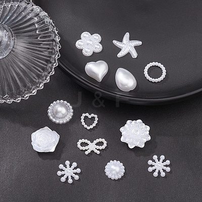 100Pcs 12 Styles ABS Plastic Imitation Pearl Cabochons SACR-YW0001-56-1