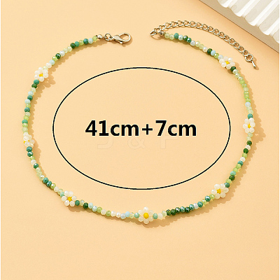Vintage Colorful Glass Bead Flower Necklace for Women BY3225-2-1