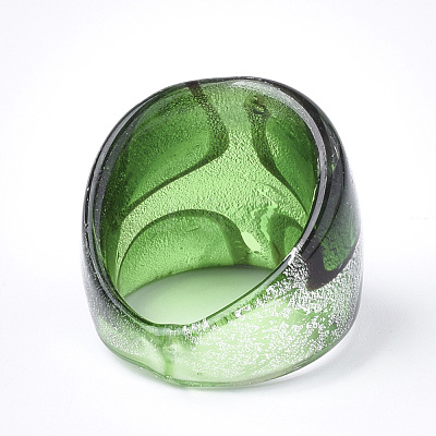 Handmade Silver Foil Lampwork Wide Band Rings RJEW-Q150-M11-B-1-1