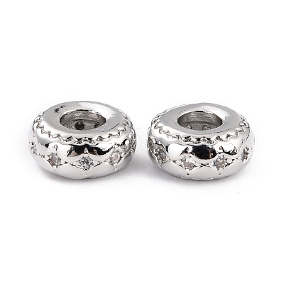 Brass Micro Pave Clear Cubic Zirconia Beads ZIRC-P091-05B-P-RS-1