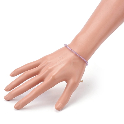 Faceted Natural Amethyst Beaded Bracelets for Women BJEW-JB05928-03-1
