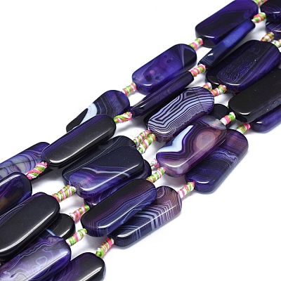 Natural Banded Agate/Striped Agate Beads Strands G-L544-022-1