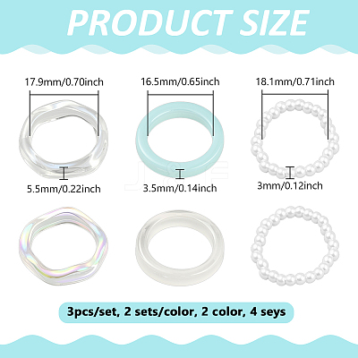 4 Sets 2 Colors Acrylic Finger Rings for Women RJEW-GO0001-23-1
