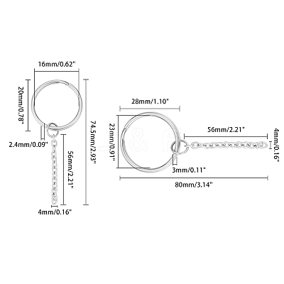 304 Stainless Steel Split Key Ring Clasps STAS-UN0006-33P-1