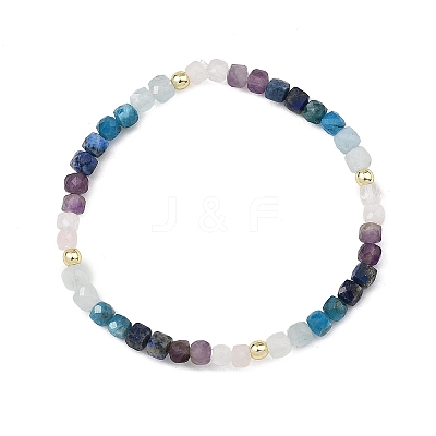 Natiral Mixed Gemstone & Electroplate Non-magnetic Synthetic Hematite Beads Stretch Bracelets for Women BJEW-JB14066-1