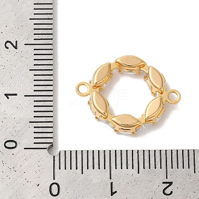 Brass Pave Clear Cubic Zirconia Horse Eye Ring Links Connector Charms KK-M294-02G-1